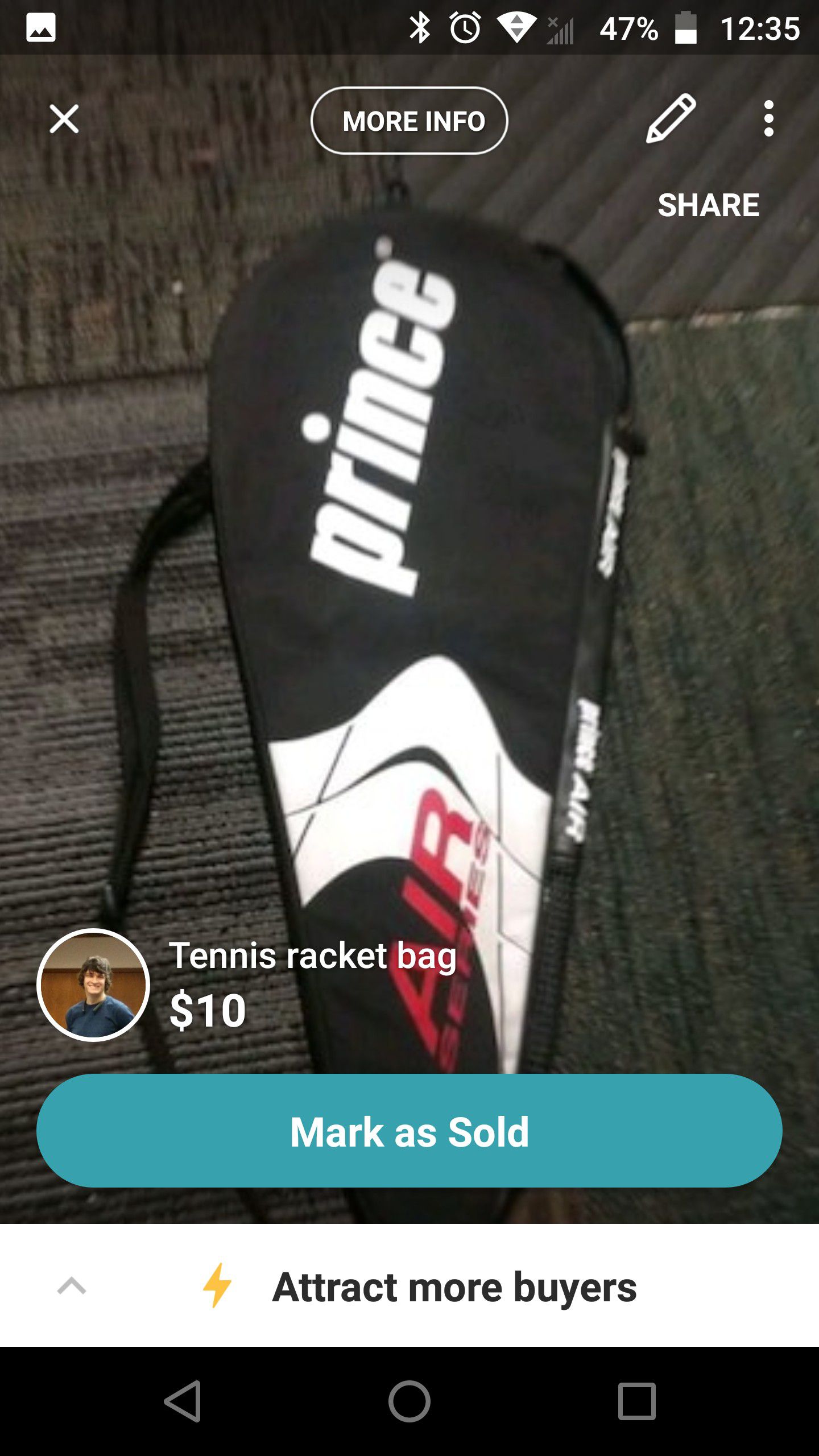 Single tennis racket case