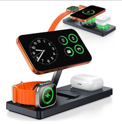 New Foldable 3-in-1 Wireless Charging Station Magsafe Charger Stand, Travel-Friendly Fast Magnetic Wireless Charger Station, Black
Travel-Friendly Fas