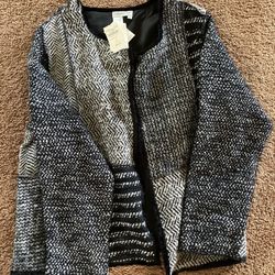 Coldwater Creek Woven Mottled Boucle Textured Women's Blazer Jacket Size L
