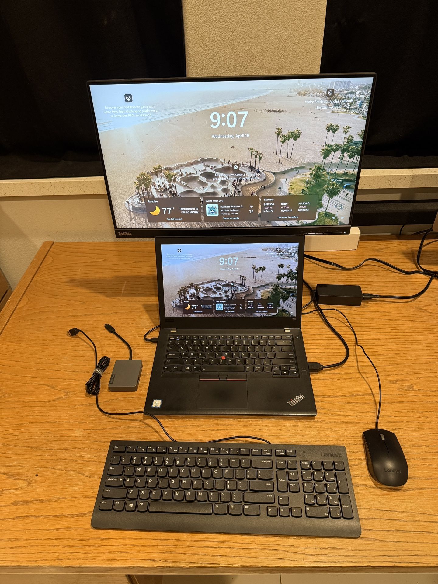 Lenovo T480 Laptop With Monitor And Accessories