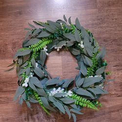 New Faux Garland Green Topiary Wreath Home Decor Decoration Wall Art Target