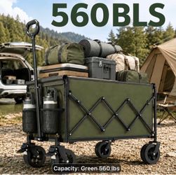 Brand New GREEN XXL Capacity Heavy Duty and Durable Weight limit holds 560 Ibs Reinforced Steel Frame 360 Degree large all terrain tires Pick up West 