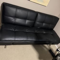 Black Leather Futon/Couch 