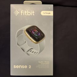 NEW Fitbit Sense 2 - Advanced Health Smartwatch - Gold - Blue Mist  Thumbnail