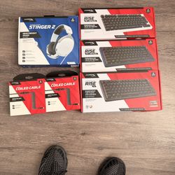 HYPERX Keyboard, Gaming Headphones, coil cable