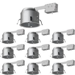 6 in. Aluminum Recessed Lighting Housing for Remodel Ceiling, Insulation Contact Set Of 10