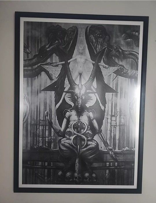 HR Giger Baphomet Print HUGE Rare A+ Signed 54"/40