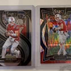 2024 Panini Select - Concourse Drake Maye #27 Black & Red Shock & Silver (RC) X2