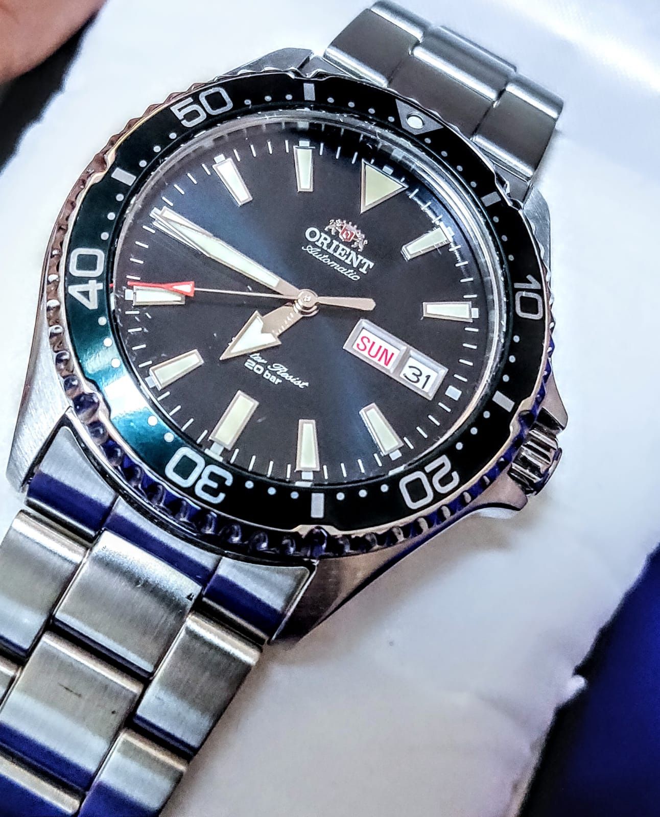 Brand New Orient Kamsu Automatic Turquoise Day Date Men's Watch 42mm