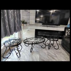 3-piece tempered glass coffee table