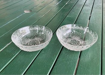 Vintage Pair of “Shell and Jewel” Pressed Glass Berry Bowls