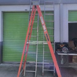 LOUISVILLE 8' STEP FIBERGLASS LADDER $60 SOLD ORANGE LADDER&2 ALUMINUN EXTENSION LADDER'S 