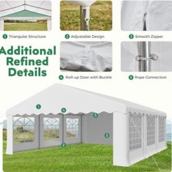 20' x 20' Canopy Party Tent & Carport - Heavy Duty Outdoor Wedding Gazebo with 4 Sand Bags, Event Shelter Canopy for Outdoor Event, Wedding, Birthday 