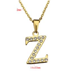Necklace stainless steel initial alphabet letter 18k Gold Plated