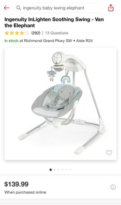 Ingenuity InLighten Soothing Swing - Elephant