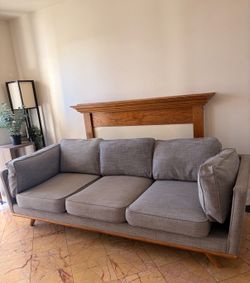 Article Mid-Century Modern Gray Sofa – Solid Wood Frame