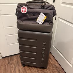 SwissGear Hardside Expandable Luggage with Spinner Wheels, Chocolate, 2-Piece Set NEW