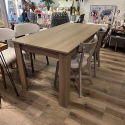Gray Oakwood Dining Table For 6
