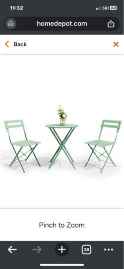 3-Piece Metal Folding Bistro Set Green