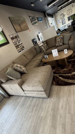 3Pc Brown Fabric Sectional 