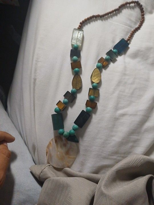 Boho Beaded Statement Necklace | Multicolor Wood & Resin Beads | Festival Style