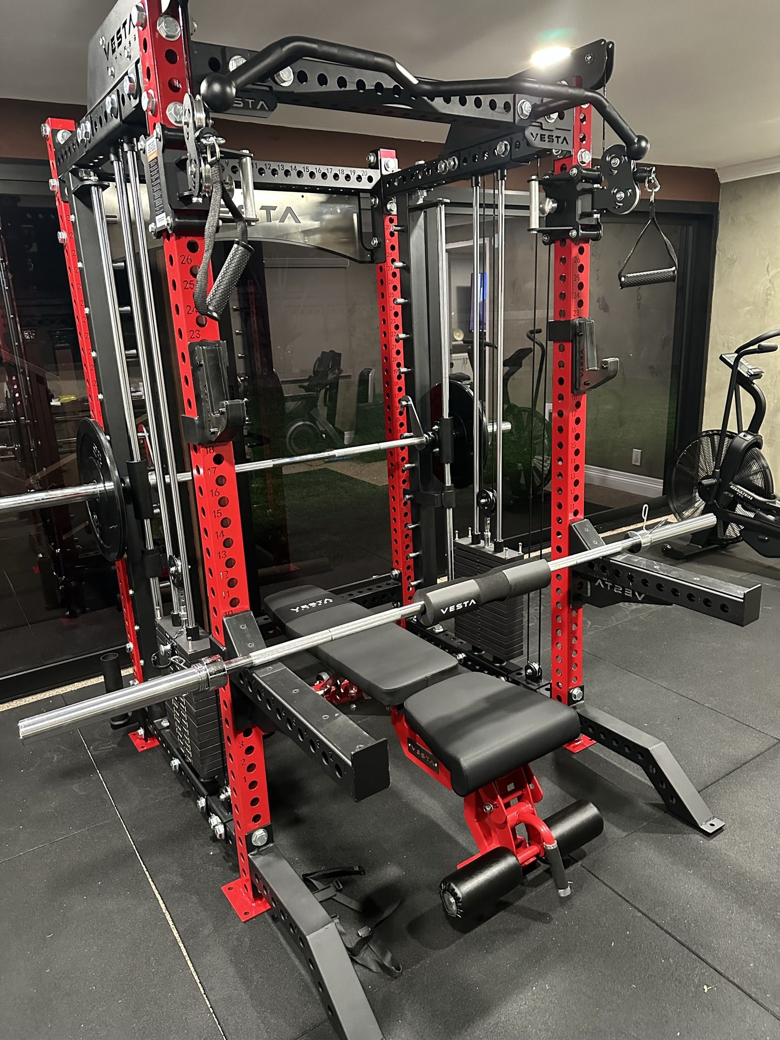 Vesta Fitness PRO SERIES Ultimate Half Rack Functional Trainer w/Smith Machine Bar | 320lb Stack | Gym Equipment | Fitness | Commercial | Squat Rack