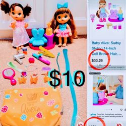 $10 Baby alive Styling Doll with a Chair and accessories plus a free extra Doll & makeup bag