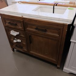 Aiken 42 in. W x 22 in. D Bath Vanity in Almond Latte with Cultured Marble Vanity Top in White with white Basin