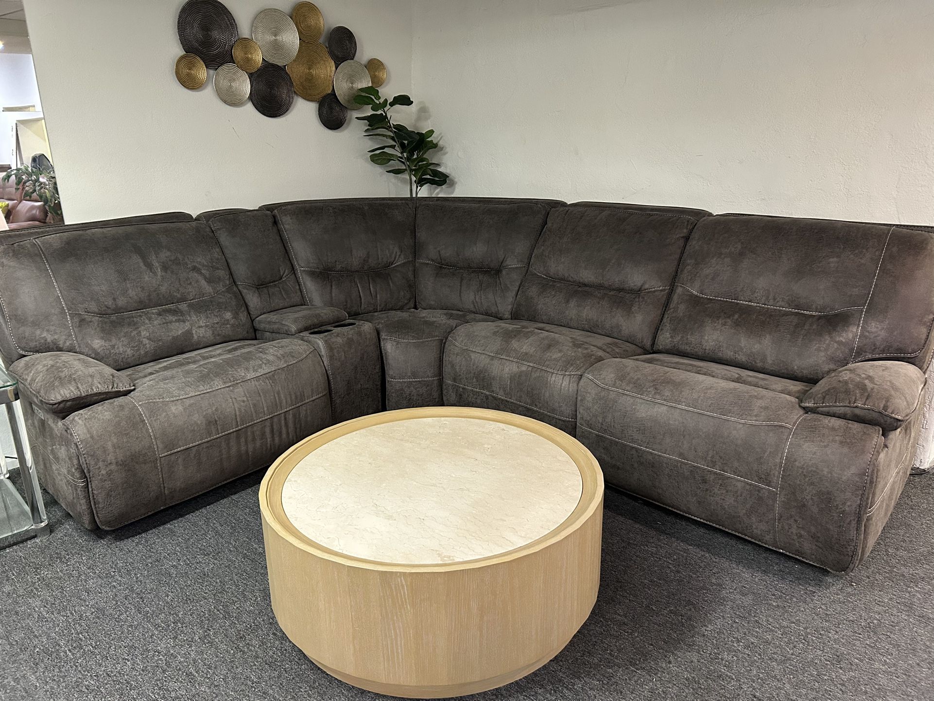 Furniture- 5 Pc High Performance Fabric Sectional With 2 Power Recliners- Felyx