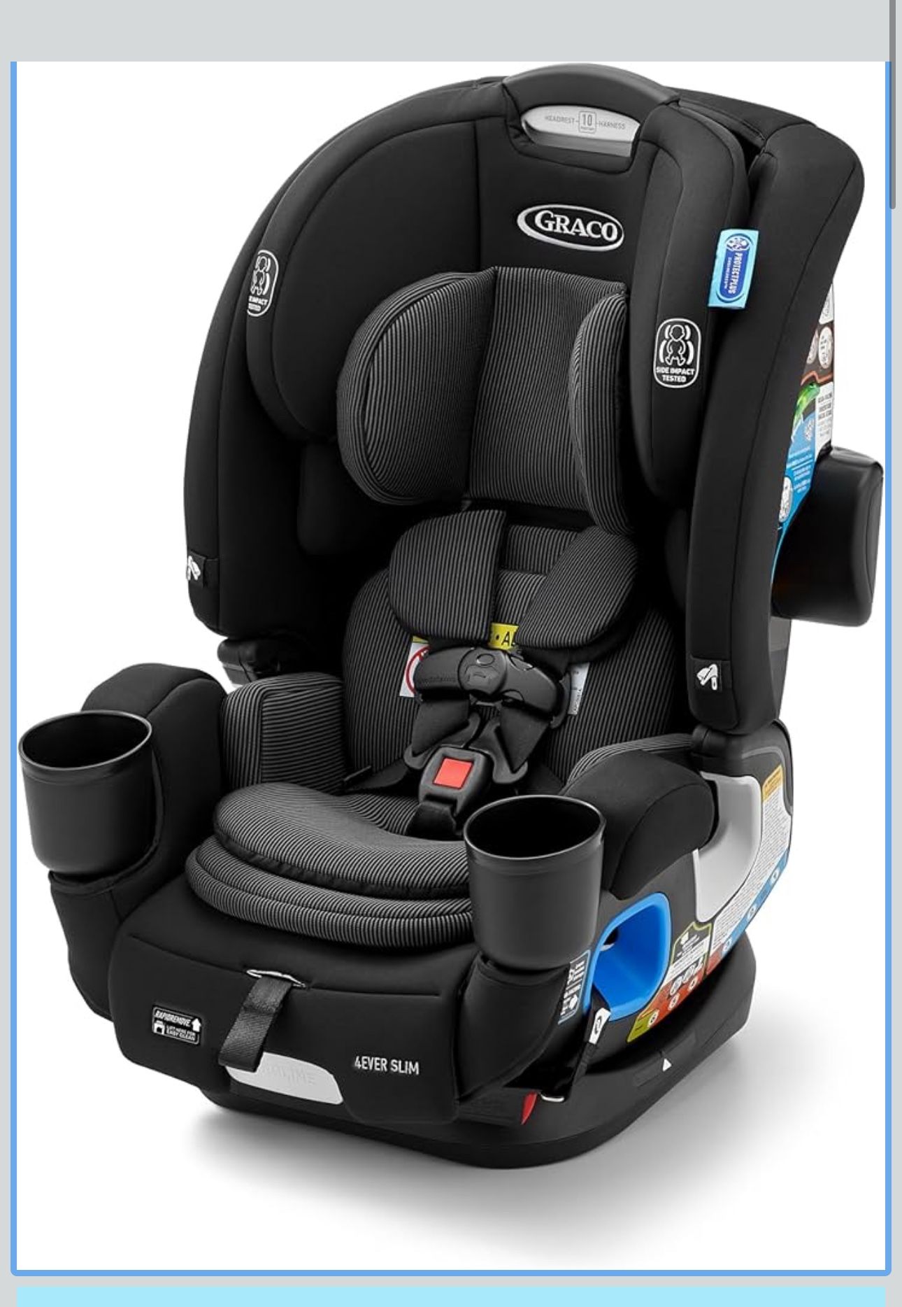 Graco 4Ever DLX Slim 4-in-1 Infant to Toddler Car Seat, Rear Facing, Forward Facing, to High Back Booster & Backless Booster- Thompson
