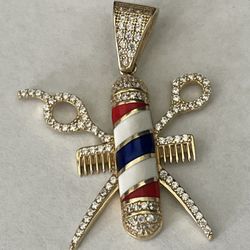 14k Real Gold Barber Pendant 