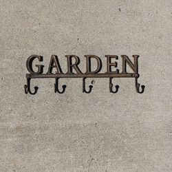   Cast Iron "GARDEN" Sign with HOOKS! New RUSTIC