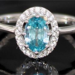 Perfect Large Natural Blue And White Zircon Ring