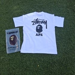 A BATHING BAPE x stussy t-shirt size L