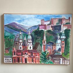 Large Colorful Landscape Wall Painting