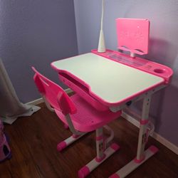 Pink Children's Desk And  Chair.