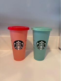 Starbucks Color Changing Reusable Cold Cups (Pink & Green) - 24oz Venti