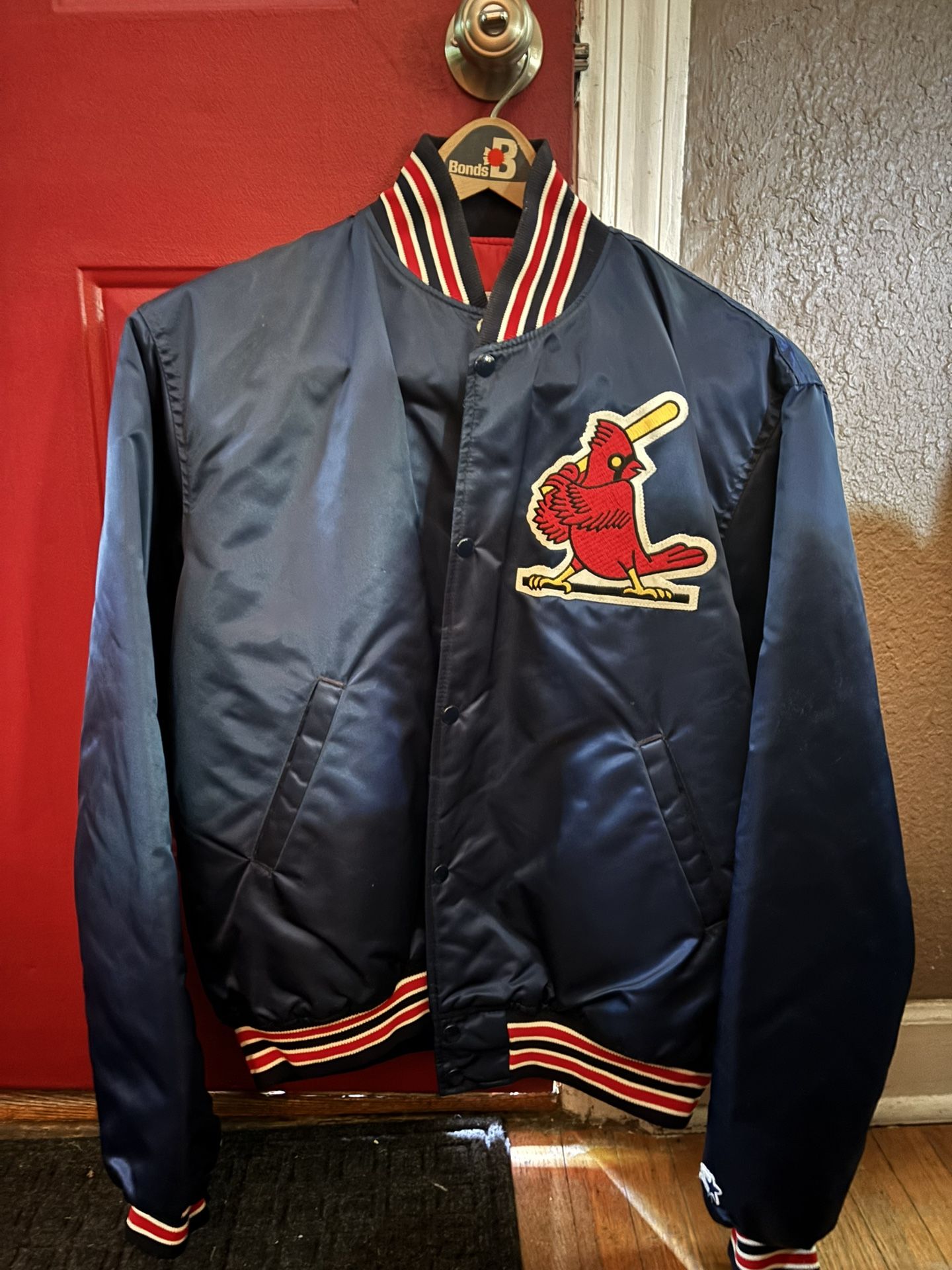 Vintage St Louis Cardinals Blue Satin Bomber Jacket