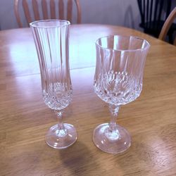 Beautiful wine glasses and champagne flutes