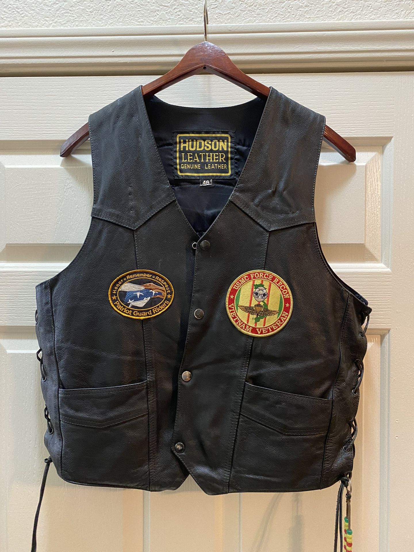 Vintage United States Marine Corps  Run for the Wall Motorcycle Leather Vest 