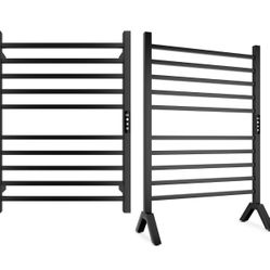 Wall Mounted & Freestanding Towel Warmer Rack for Bathrooms, Electric Heated Towel Rack Heater, Stainless Steel Black.