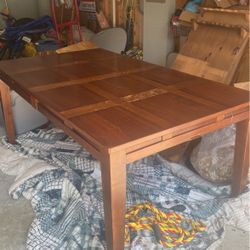 Wood Table With Leaf & 6 Chairs