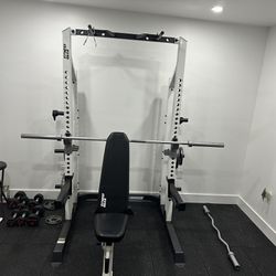 Gym Set With Weights and  Bench 