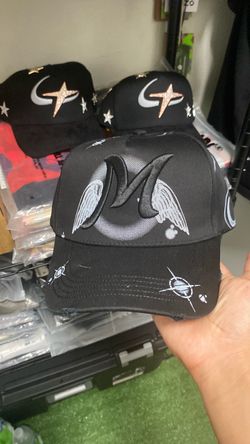 Black Graphic Embroidered M Baseball Cap