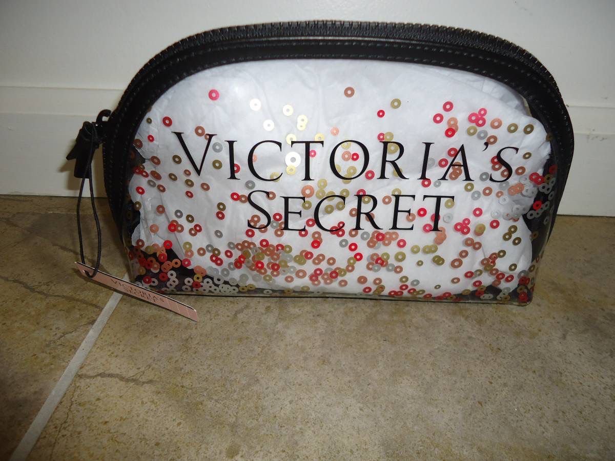 VICTORIA'S SECRET Sparkle Sequin CLEAR Makeup Cosmetic Case -- BRAND NEW! 