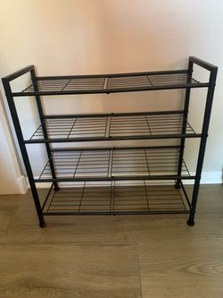 4-Tier Black Metal Wire Shoe Rack