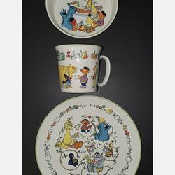 Gorham Fine China Sesame Street 3 Piece Child Set 1976 Muppets Big Bird Bert
