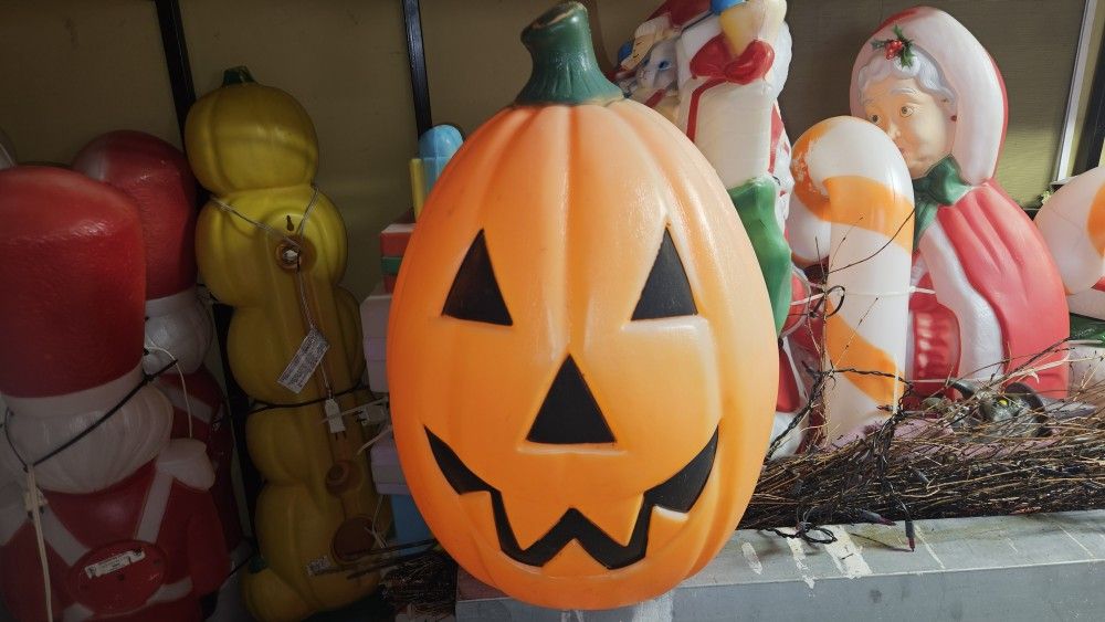 Vtg Empire Halloween Light Up Huge Pumpkin Blow Mold Jack O Lantern 22 inch