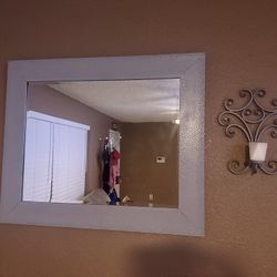Wall Mirror and Candle Holders Set