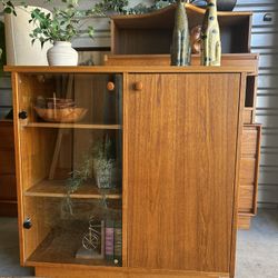 Mid Century Modern Danish Teak Media Cabinet Hutch